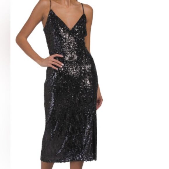 NWT Ramy Brook Leanne Sequined Black Dress Size 4 Beautiful!!
